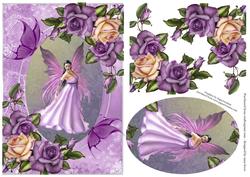 Beautiful Purple Faery with Heritage Roses + Decoupage