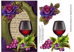 Red Wine Glass & Beautiful Rose + Decoupage