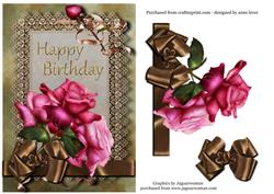 Pink Roses & Lace Happy Birthday + Decoupage