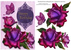 Twilight Roses Happy Birthday + Decoupage