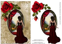 Red Dress & Red Rose + Decoupage