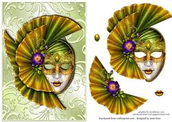 Green Masque on Shimmering Frame + Decoupage