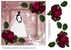 Beautiful Roses & Lace Silhouette Bride + Decoupage
