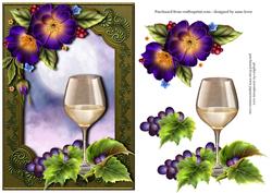 Glass of White Wine & Wild Roses+ Decoupage