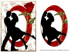 Lovers Silhouette & Single Red Rose