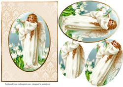 Traditional Angel with Lilies - Oval Pyramid