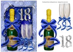 18th Birthday Champagne & Bubbles + Blue Bow