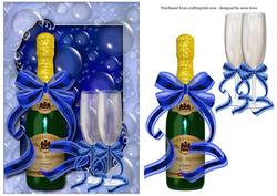 Champagne Bottle, Glasses & Bubbles