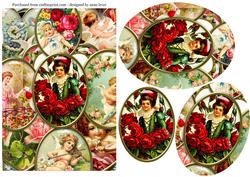 Victorian Valentines Tokens Collage