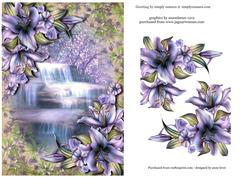 Image of cup390601_1763 - Beautiful Lilies at the Waterfall + Decoupage