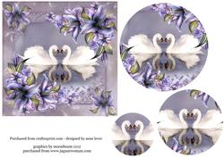 Beautiful Swans & Lilies Circular Pyramid