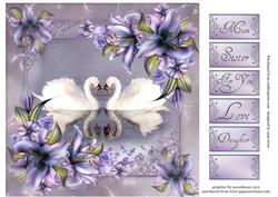 Beautiful Swans & Lilies - Square + Greetings