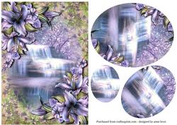 Beautiful Lilies at the Waterfall + Oval Pyramage