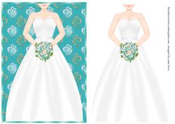 Wedding Bride - White Dress & Blue Bouquet