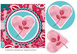 Modern Valentines Stickers Topper - Heart & Rose