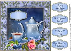 Time for Tea - Blue + Rose Frame