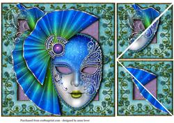 Beautiful Blue Masque & Rose Frame