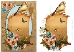 Yellow Summer Bird Scroll Topper