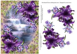 Beautiful Dark Shadows Lilies at the Waterfall