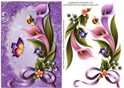 Gorgeous Cala Lilies on a Foil Background