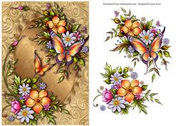 Petals & Flutters on a Gold Foil Frame