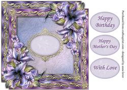Double Satin Square Frame & Purple Lilies
