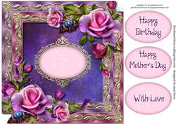 Double Satin Square Frame & Romantica Roses