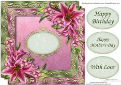 Double Satin Square Frame & Stargazer Lilies
