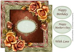 Double Satin Square Frame & Sunset Roses