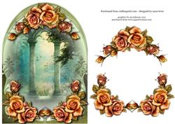 Sunset Roses Scenic Archway - Shaped Topper