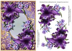 Beautiful Dark Purple Lilies & Gilded Frame