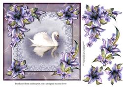 Elegant Purple Lilies & Swan
