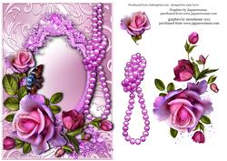 Romantica Roses & Pearls on a Shimmering Frame