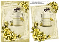 Birdcage and Roses in Lemon