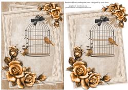 Birdcage & Roses in Sepia