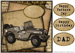 Vintage Jeep, Script & Old Map - Male, Dad