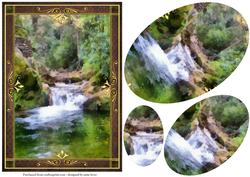 Serene Watercolour Waterfall