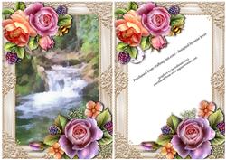 English Roses & Watercolour Waterfall + Extra Frame