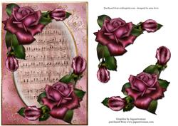 Antique Purple Roses & Sheet Music