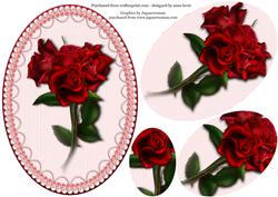 Red Roses, Lace & Pearl Oval Pyramid Topper