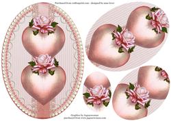 Cameo Rose Hearts, Lace & Pearl Oval Pyramid
