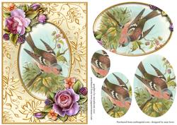 Vintage Chaffinch & English Roses Pyramid