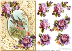 Vintage Chaffinch & English Roses + Decoupage