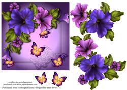 Pretty Purple Petunias & Butterflies