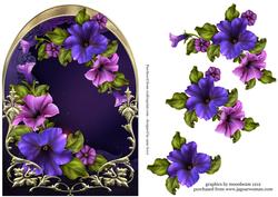 Purple Petunias Arched, Shaped Topper
