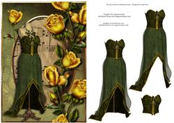Gorgeous Green Dress & Golden Roses