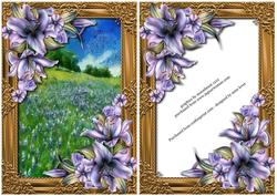 Watercoloured Summer Meadow & Purple Lilies + Extra Frame