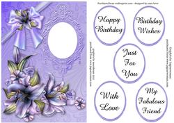 Gorgeous Purple Lilies & Bow Quick Card