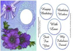Purple Anemones & Bow Birthday - Quick Card
