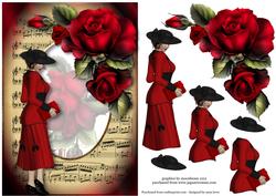 Ava with Red Roses & Sheet Music